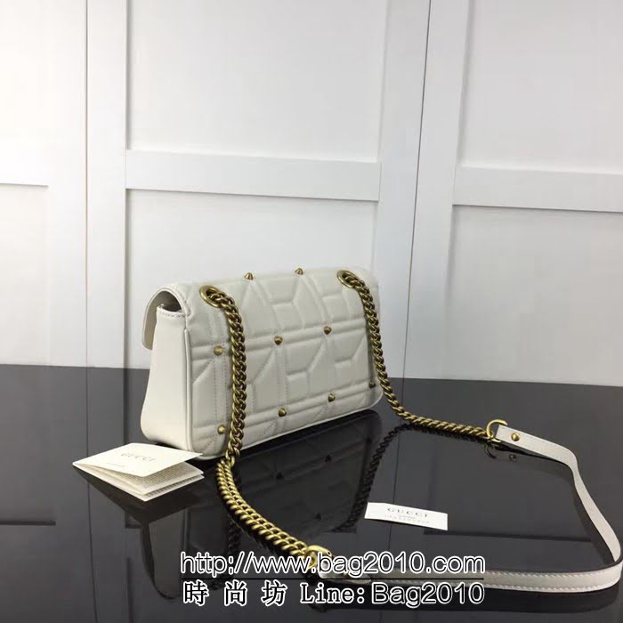 GUCCI古馳原單 新款專櫃品質原單貨實物實拍443497方釘米白鏈條單肩斜挎包 HY1219
